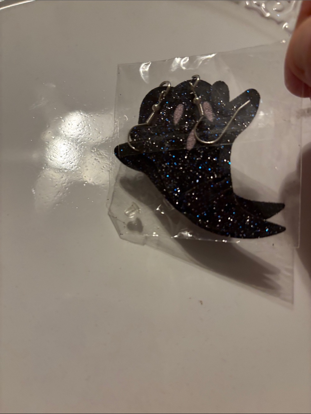 Glitter Ghost Drop Earrings - Black @ Blue NWOT